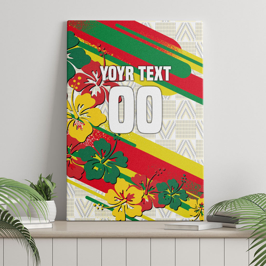 Personalized Ghana Football Canvas Wall Art Soccer Player Kick - Floral Hibiscus