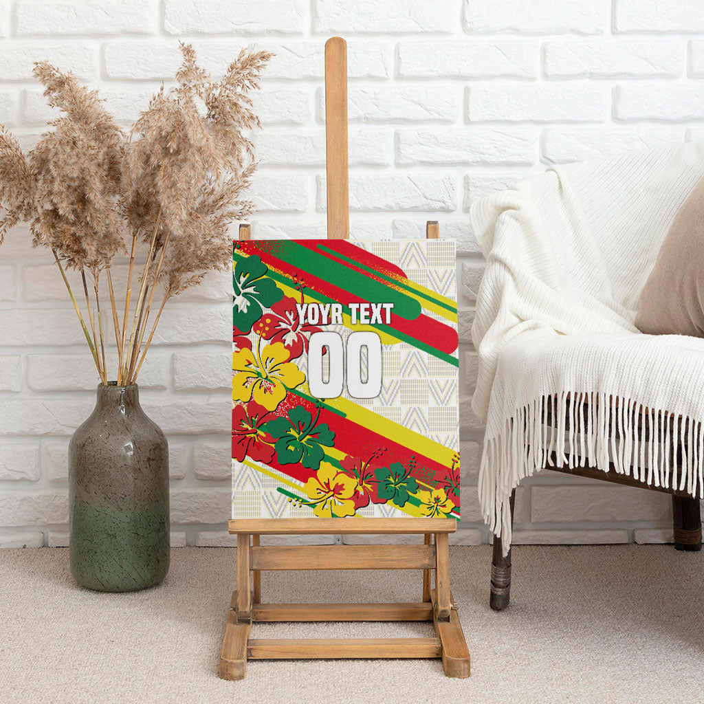 Personalized Ghana Football Canvas Wall Art Soccer Player Kick - Floral Hibiscus