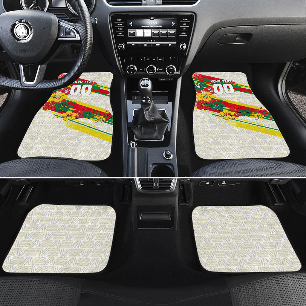 Personalized Ghana Football Car Mats Soccer Player Kick - Floral Hibiscus