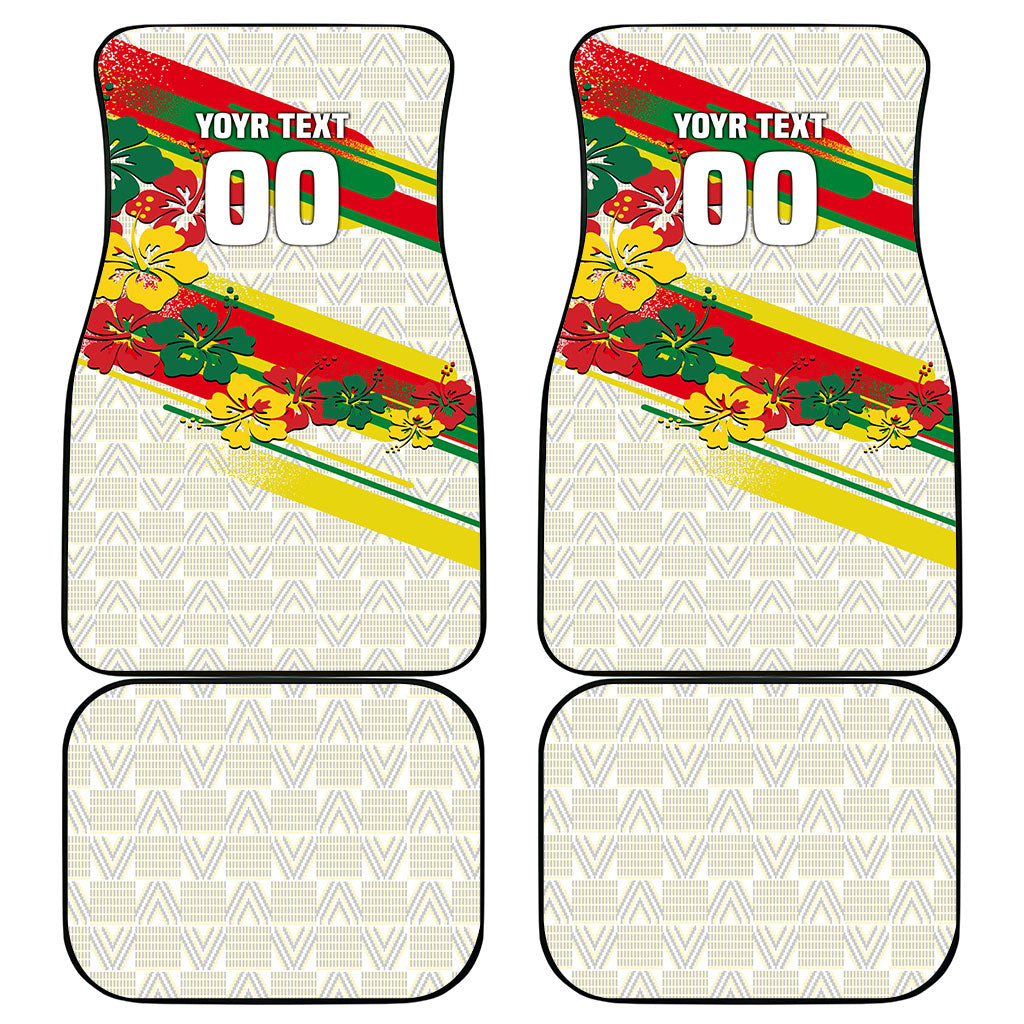 Personalized Ghana Football Car Mats Soccer Player Kick - Floral Hibiscus