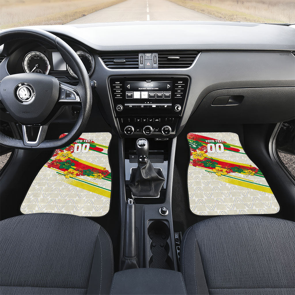 Personalized Ghana Football Car Mats Soccer Player Kick - Floral Hibiscus