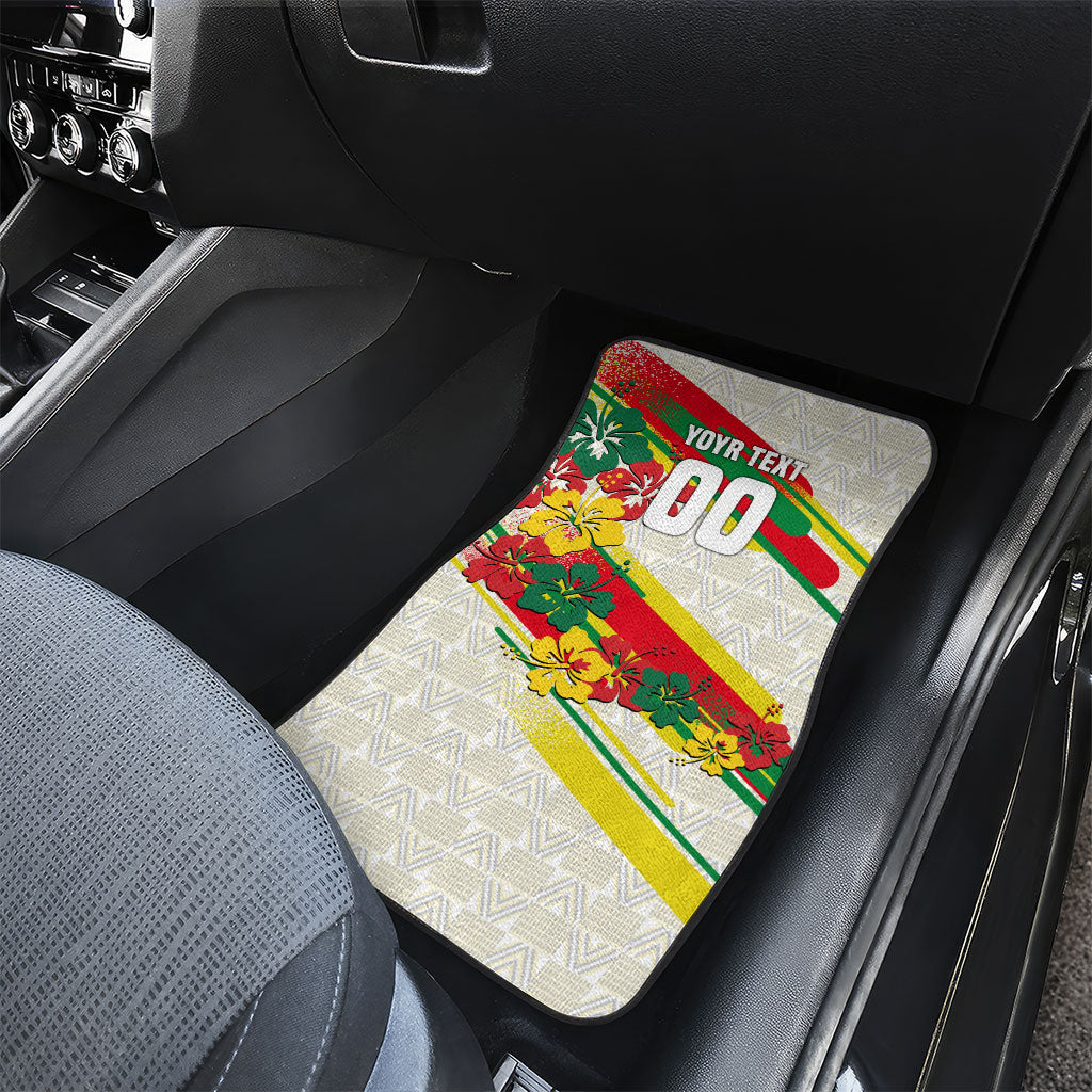 Personalized Ghana Football Car Mats Soccer Player Kick - Floral Hibiscus