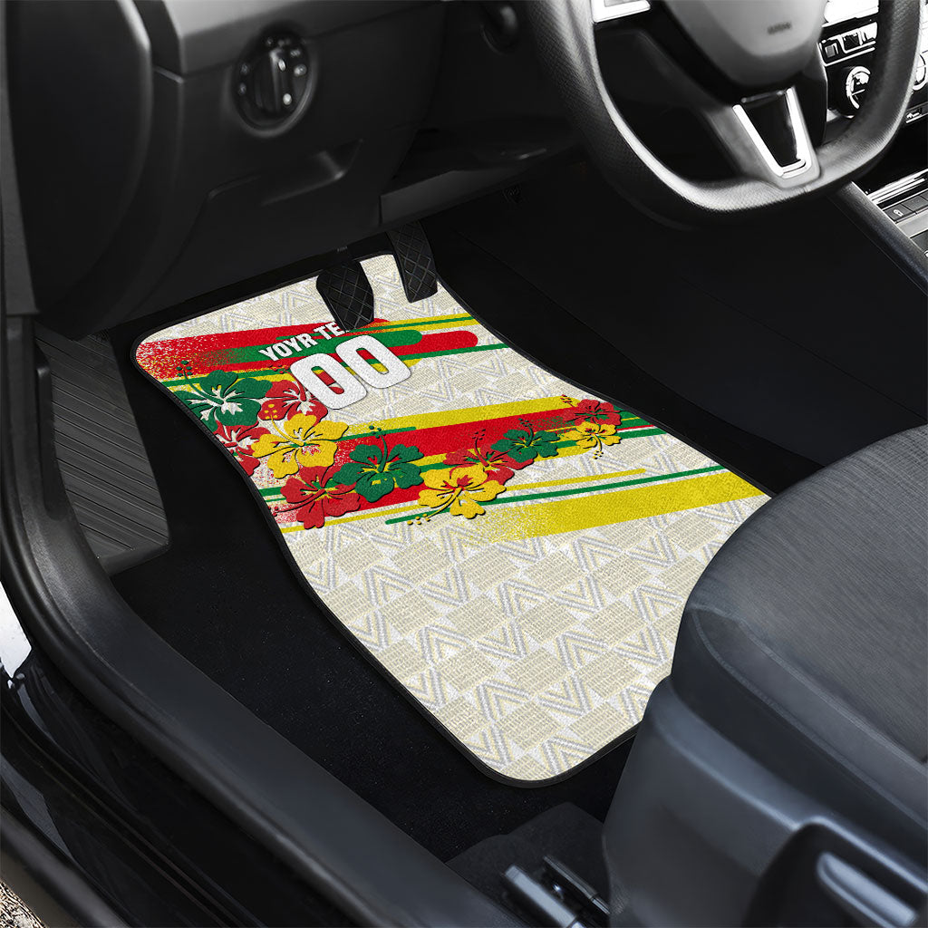 Personalized Ghana Football Car Mats Soccer Player Kick - Floral Hibiscus