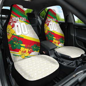 Personalized Ghana Football Car Seat Cover Soccer Player Kick - Floral Hibiscus