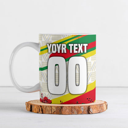 Personalized Ghana Football Ceramic Mug Soccer Player Kick - Floral Hibiscus