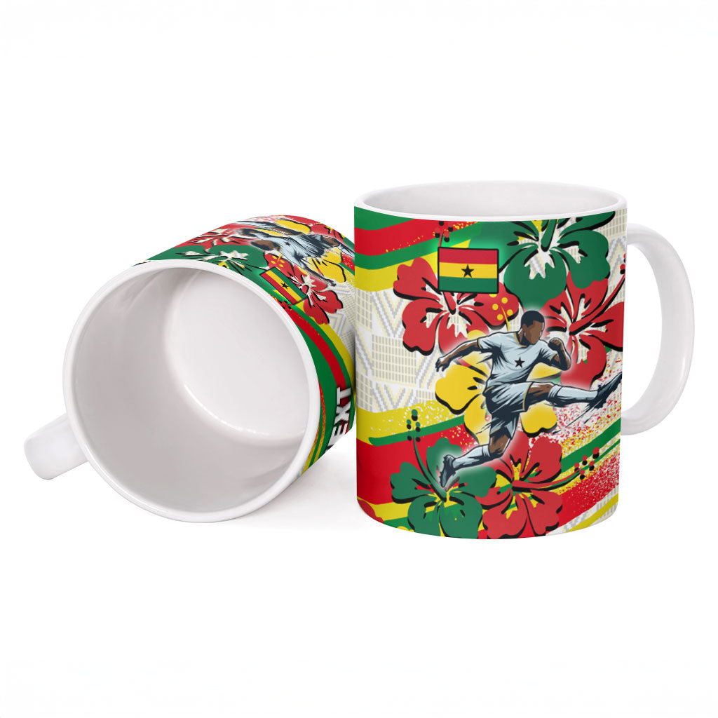Personalized Ghana Football Ceramic Mug Soccer Player Kick - Floral Hibiscus