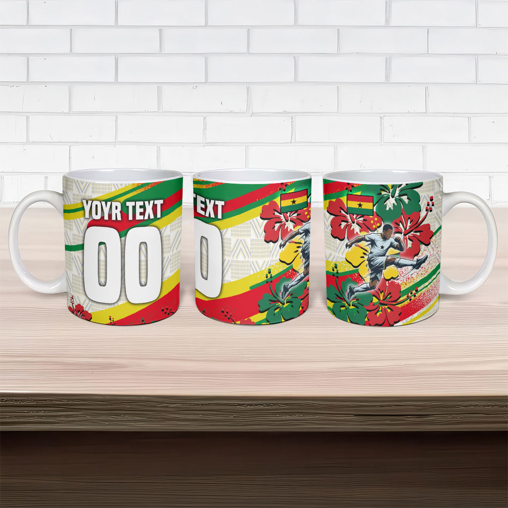 Personalized Ghana Football Ceramic Mug Soccer Player Kick - Floral Hibiscus