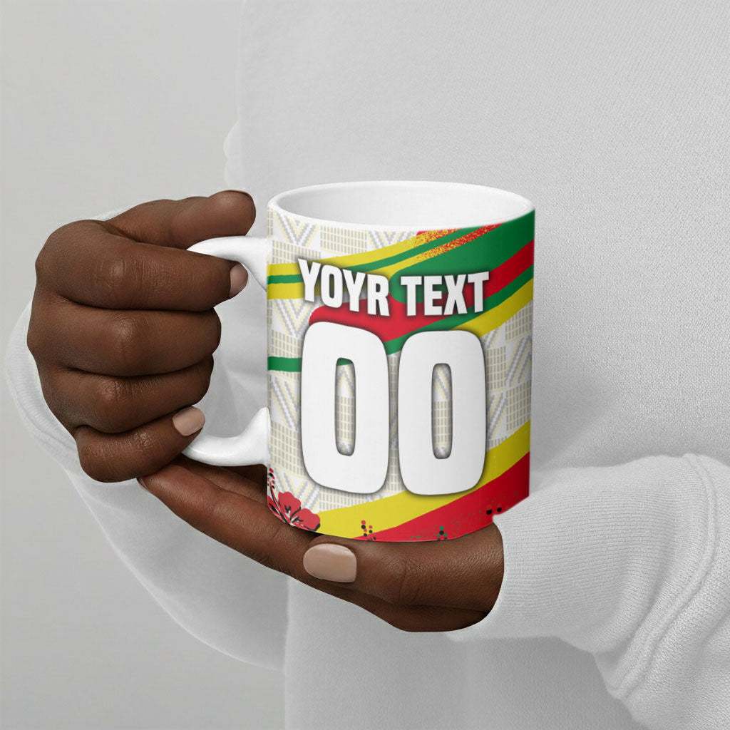 Personalized Ghana Football Ceramic Mug Soccer Player Kick - Floral Hibiscus