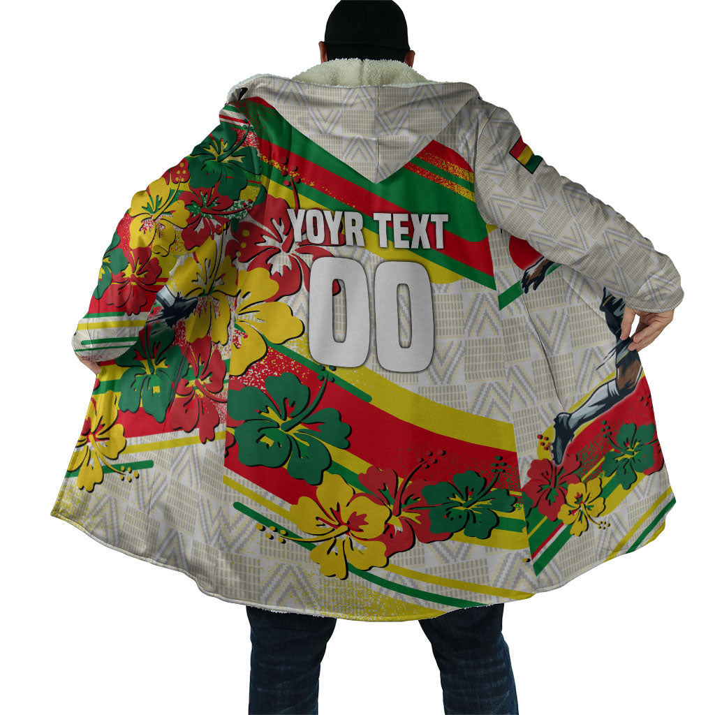 Personalized Ghana Football Cloak Soccer Player Kick - Floral Hibiscus