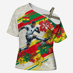 Personalized Ghana Football Cross Shoulder Shirt Soccer Player Kick - Floral Hibiscus