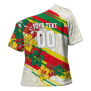 Personalized Ghana Football Cross Shoulder Shirt Soccer Player Kick - Floral Hibiscus