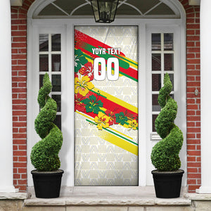 Personalized Ghana Football Door Cover Soccer Player Kick - Floral Hibiscus