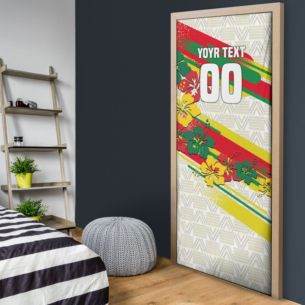 Personalized Ghana Football Door Cover Soccer Player Kick - Floral Hibiscus