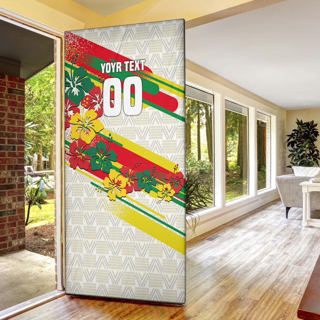 Personalized Ghana Football Door Cover Soccer Player Kick - Floral Hibiscus