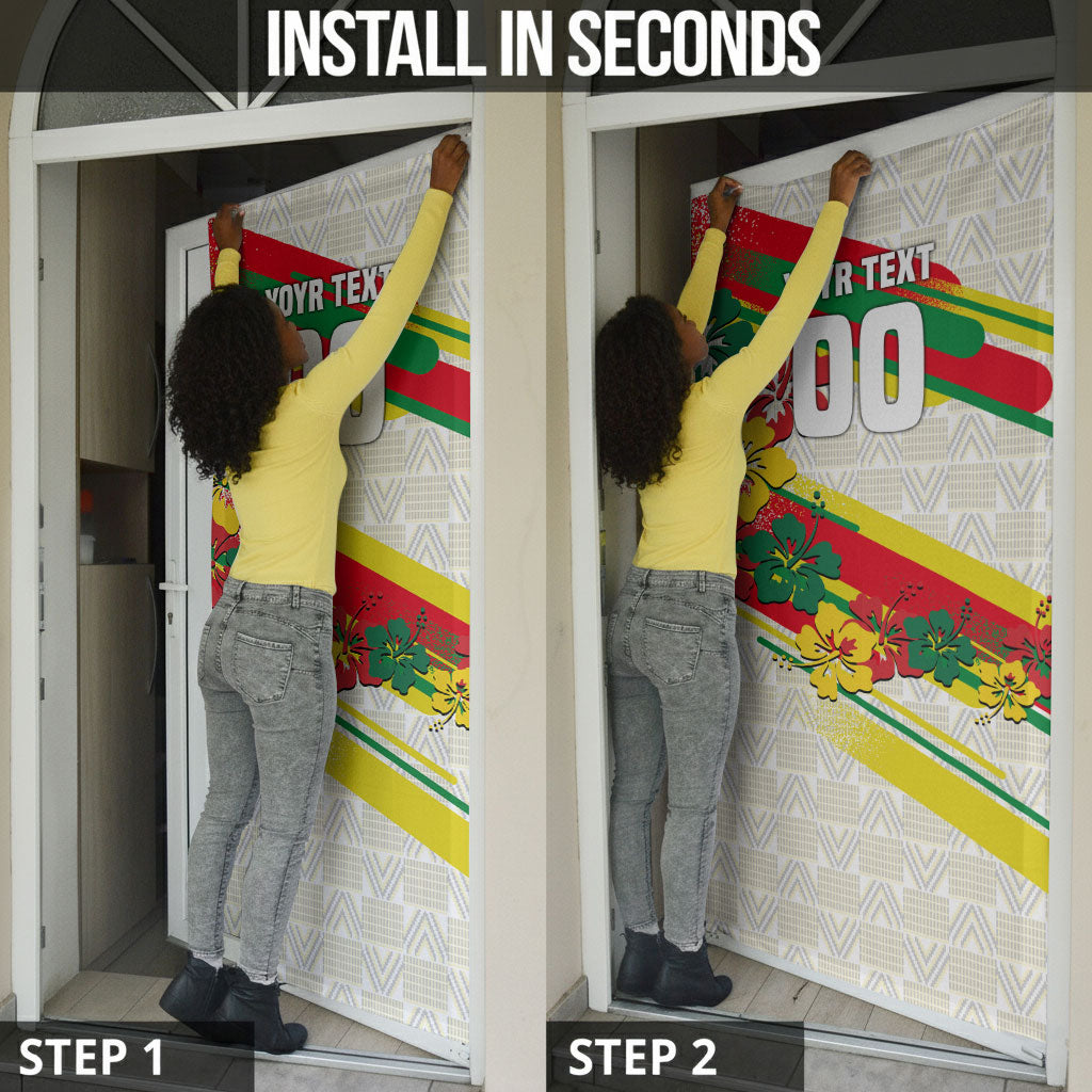 Personalized Ghana Football Door Cover Soccer Player Kick - Floral Hibiscus