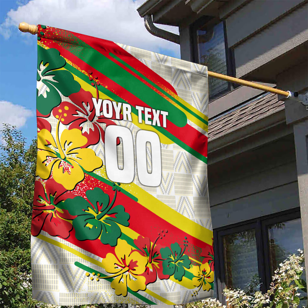 Personalized Ghana Football Garden Flag Soccer Player Kick - Floral Hibiscus