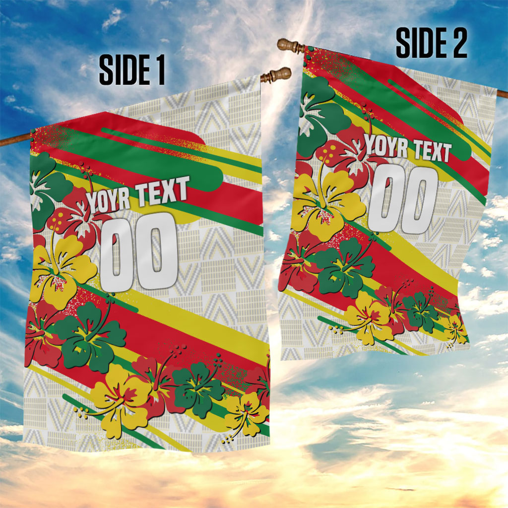 Personalized Ghana Football Garden Flag Soccer Player Kick - Floral Hibiscus