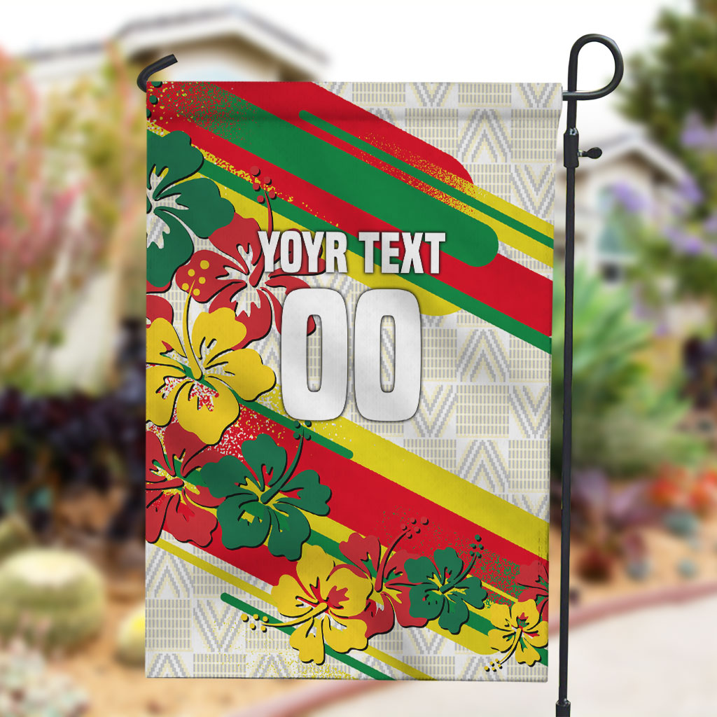 Personalized Ghana Football Garden Flag Soccer Player Kick - Floral Hibiscus