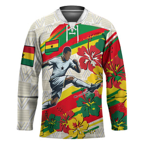 Personalized Ghana Football Hockey Jersey Soccer Player Kick - Floral Hibiscus