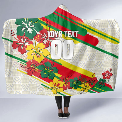 Personalized Ghana Football Hooded Blanket Soccer Player Kick - Floral Hibiscus