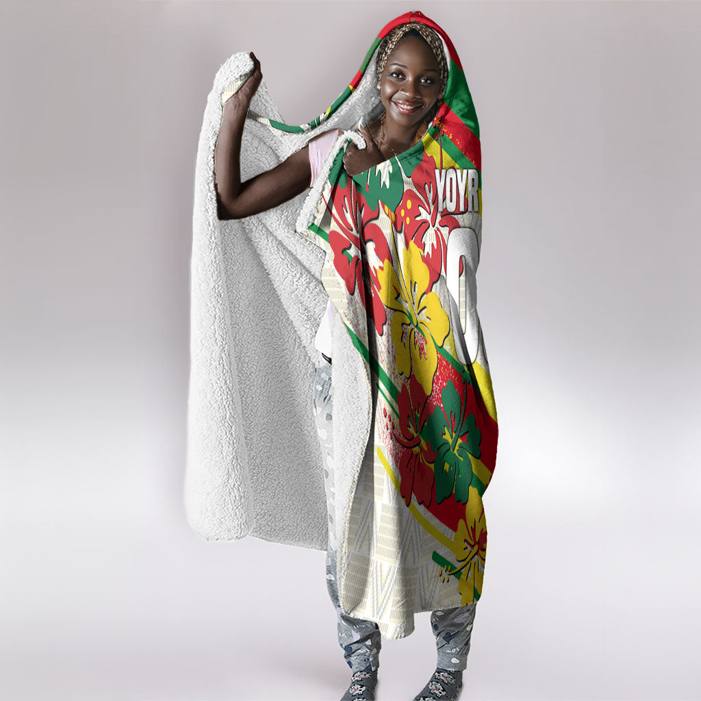 Personalized Ghana Football Hooded Blanket Soccer Player Kick - Floral Hibiscus