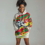 Personalized Ghana Football Hoodie Dress Soccer Player Kick - Floral Hibiscus