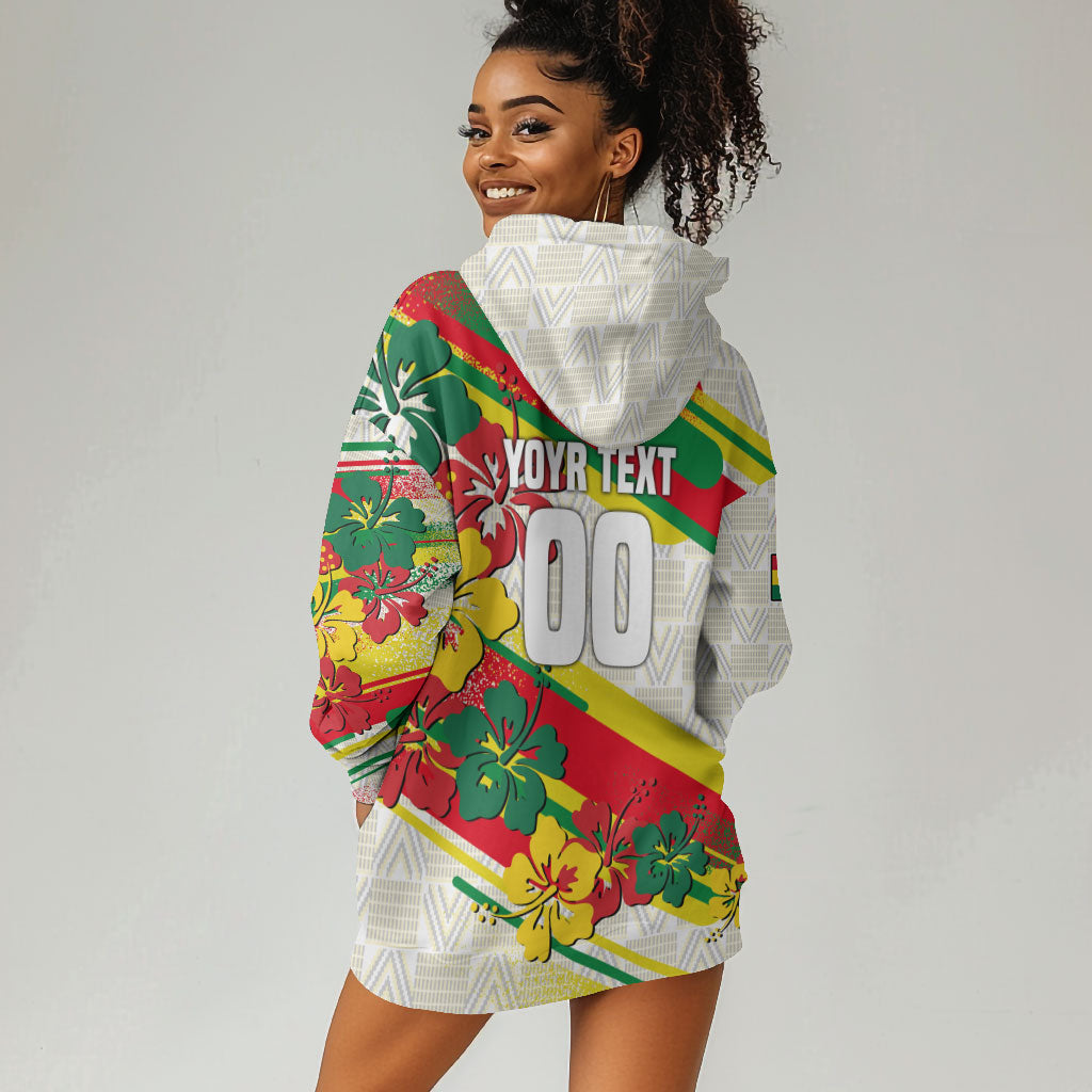 Personalized Ghana Football Hoodie Dress Soccer Player Kick - Floral Hibiscus