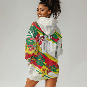 Personalized Ghana Football Hoodie Dress Soccer Player Kick - Floral Hibiscus
