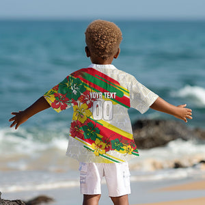 Personalized Ghana Football Kid Hawaiian Shirt Soccer Player Kick - Floral Hibiscus