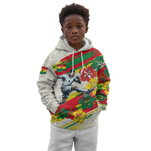 Personalized Ghana Football Kid Hoodie Soccer Player Kick - Floral Hibiscus