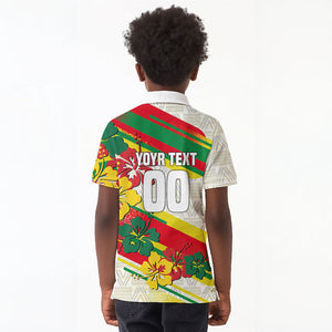 Personalized Ghana Football Kid Polo Shirt Soccer Player Kick - Floral Hibiscus