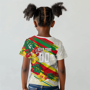 Personalized Ghana Football Kid T shirt Soccer Player Kick - Floral Hibiscus