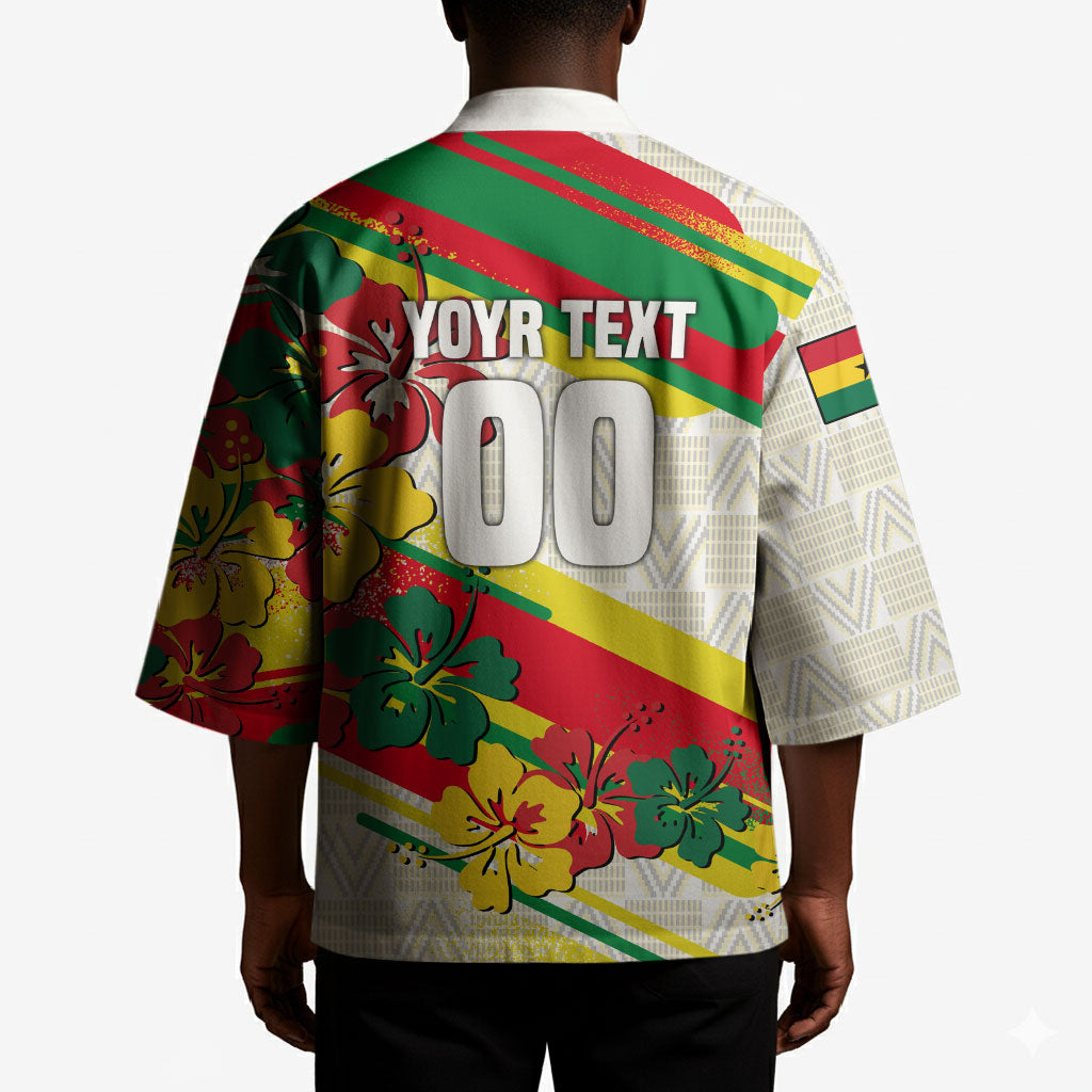 Personalized Ghana Football Kimono Soccer Player Kick - Floral Hibiscus