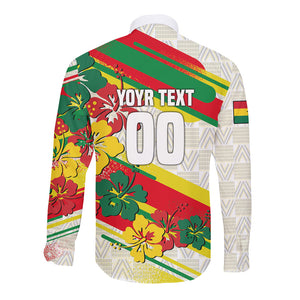 Personalized Ghana Football Long Sleeve Button Shirt Soccer Player Kick - Floral Hibiscus