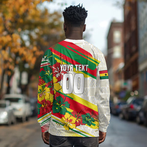Personalized Ghana Football Long Sleeve Shirt Soccer Player Kick - Floral Hibiscus