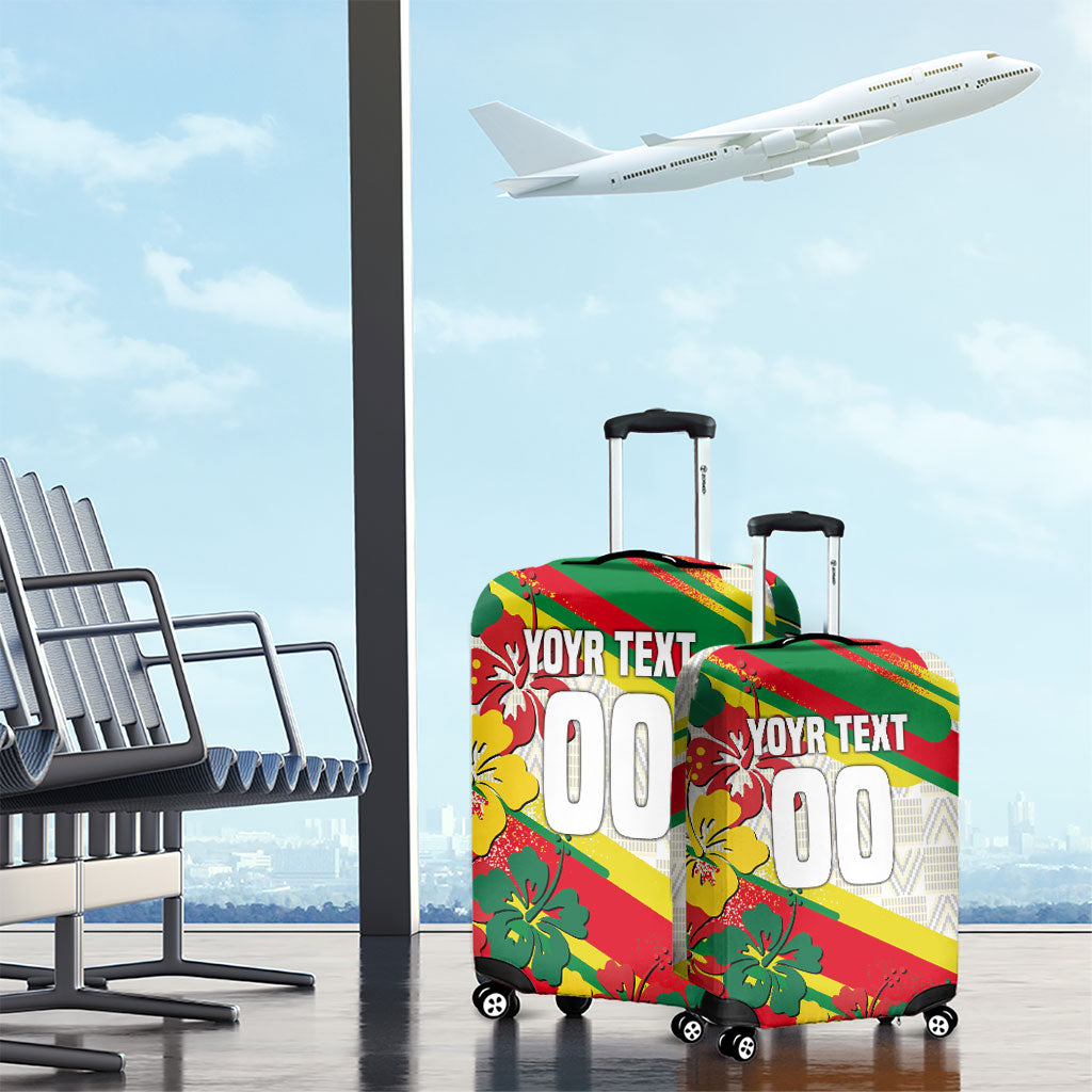 Personalized Ghana Football Luggage Cover Soccer Player Kick - Floral Hibiscus