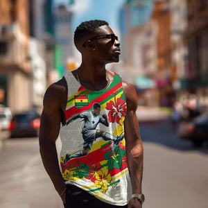 Personalized Ghana Football Men Tank Top Soccer Player Kick - Floral Hibiscus