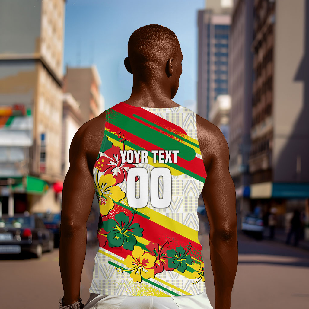 Personalized Ghana Football Men Tank Top Soccer Player Kick - Floral Hibiscus