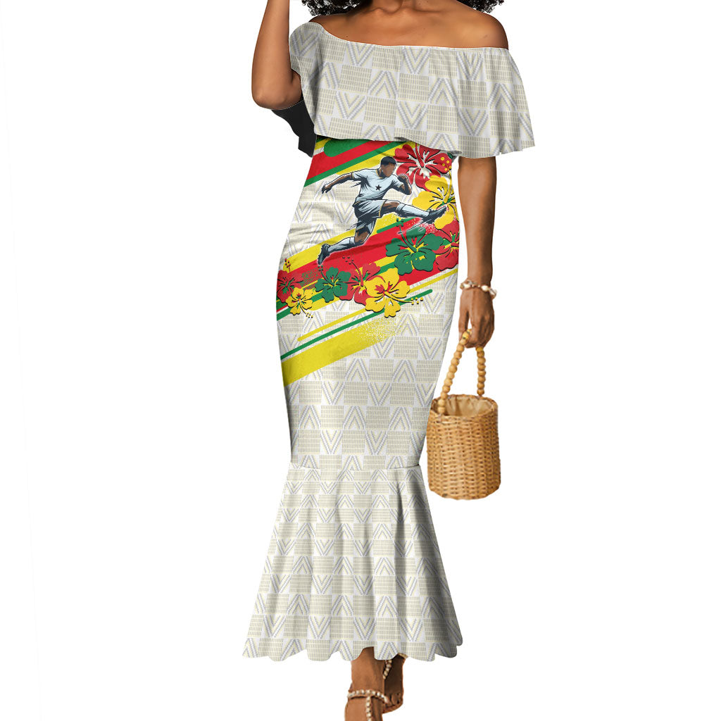 Personalized Ghana Football Mermaid Dress Soccer Player Kick - Floral Hibiscus
