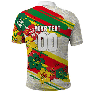 Personalized Ghana Football Polo Shirt Soccer Player Kick - Floral Hibiscus