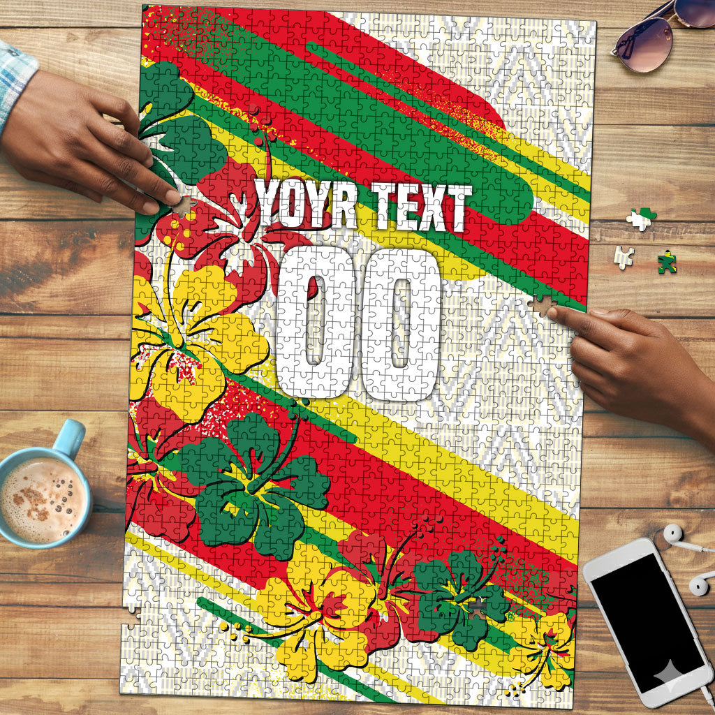 Personalized Ghana Football Puzzle Soccer Player Kick - Floral Hibiscus