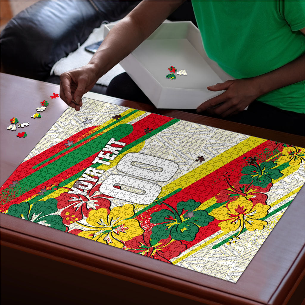 Personalized Ghana Football Puzzle Soccer Player Kick - Floral Hibiscus