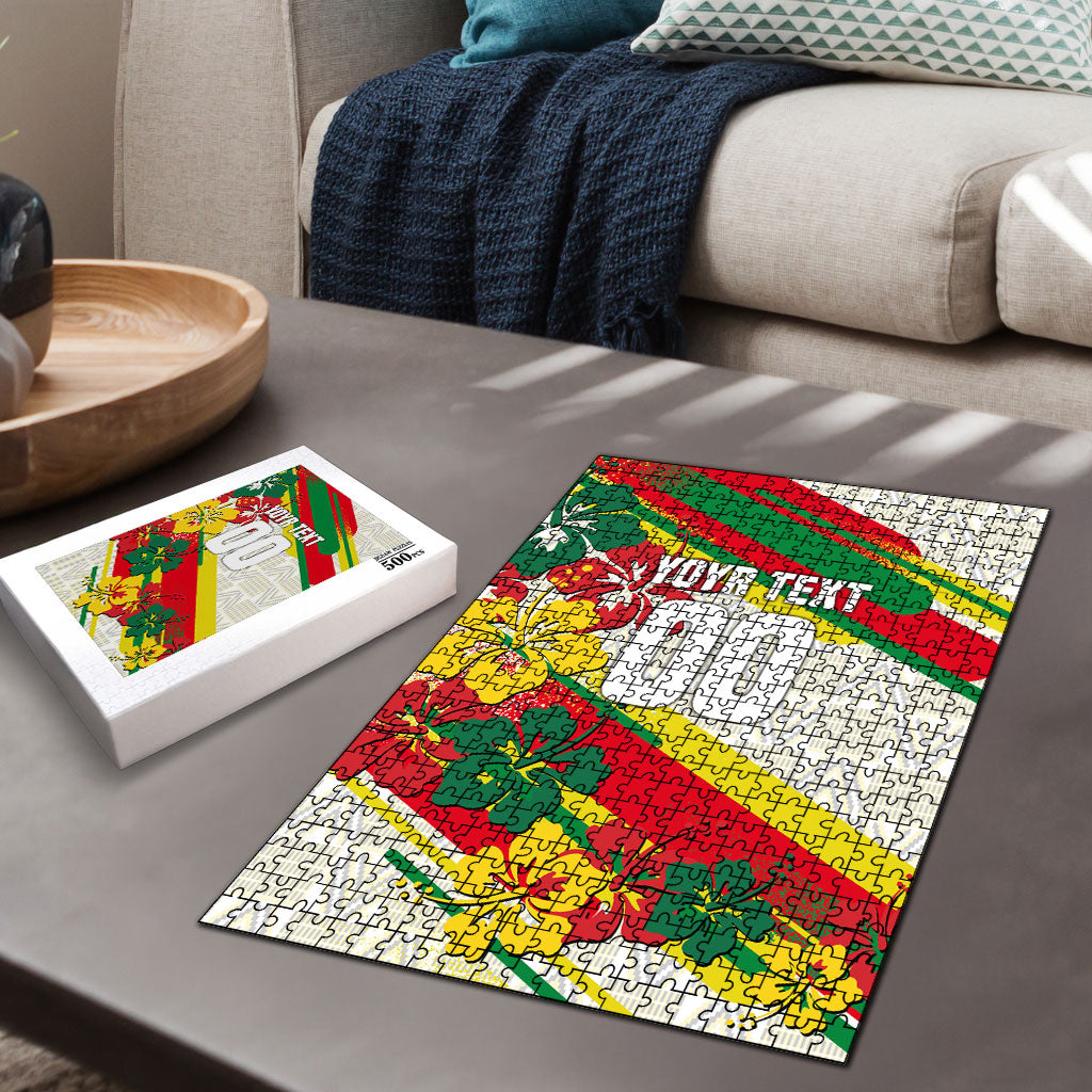 Personalized Ghana Football Puzzle Soccer Player Kick - Floral Hibiscus