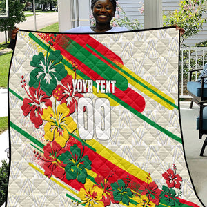 Personalized Ghana Football Quilt Soccer Player Kick - Floral Hibiscus