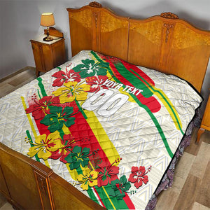 Personalized Ghana Football Quilt Soccer Player Kick - Floral Hibiscus