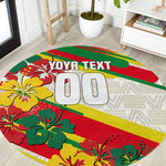 Personalized Ghana Football Round Carpet Soccer Player Kick - Floral Hibiscus