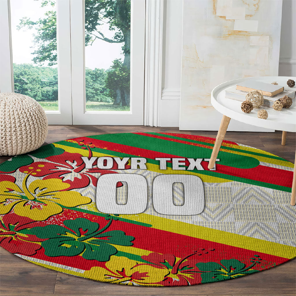 Personalized Ghana Football Round Carpet Soccer Player Kick - Floral Hibiscus