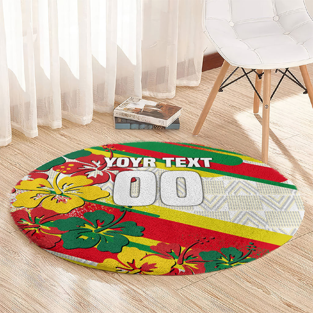 Personalized Ghana Football Round Carpet Soccer Player Kick - Floral Hibiscus