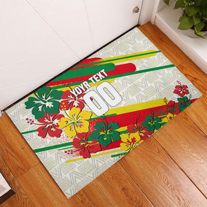 Personalized Ghana Football Rubber Doormat Soccer Player Kick - Floral Hibiscus