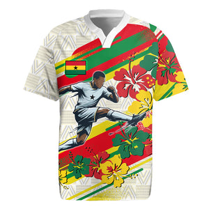 Personalized Ghana Football Rugby Jersey Soccer Player Kick - Floral Hibiscus
